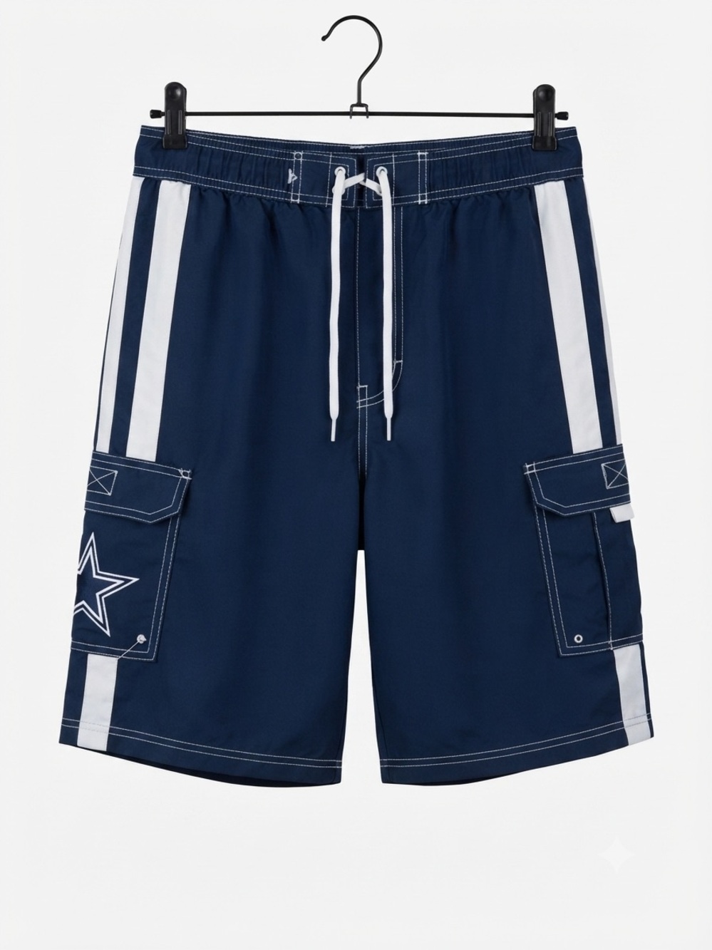 NFLDallas cowboys Navy and White Drawstring Swim Shorts